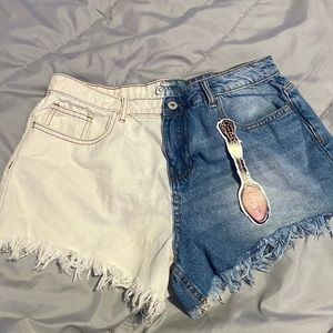 White&blue denim shorts